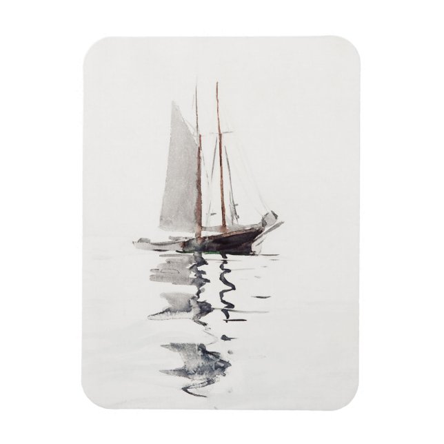 Two-masted Schooner with Dory by Winslow Homer Magnet (Vertical)
