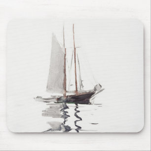 Two-masted Schooner with Dory by Winslow Homer Mouse Mat