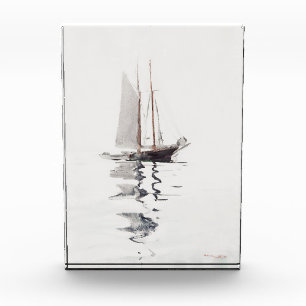 Two-masted Schooner with Dory by Winslow Homer Photo Block