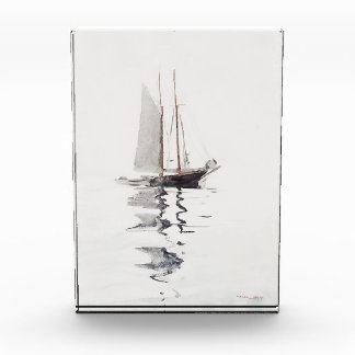 Two-masted Schooner with Dory by Winslow Homer Photo Block