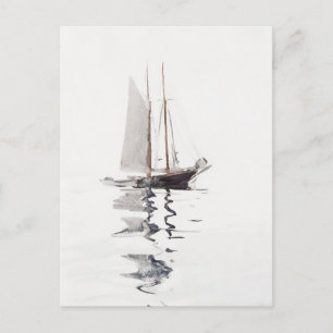 Two-masted Schooner with Dory by Winslow Homer Postcard