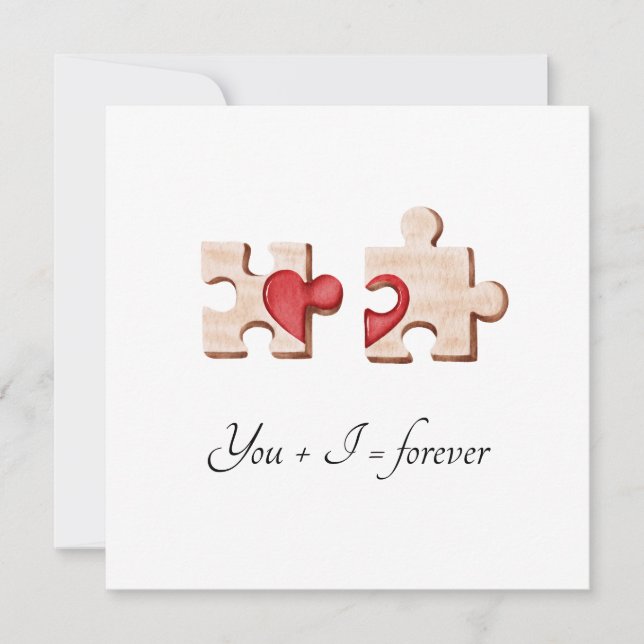 two matching puzzle pieces with a red heart Card (Front)