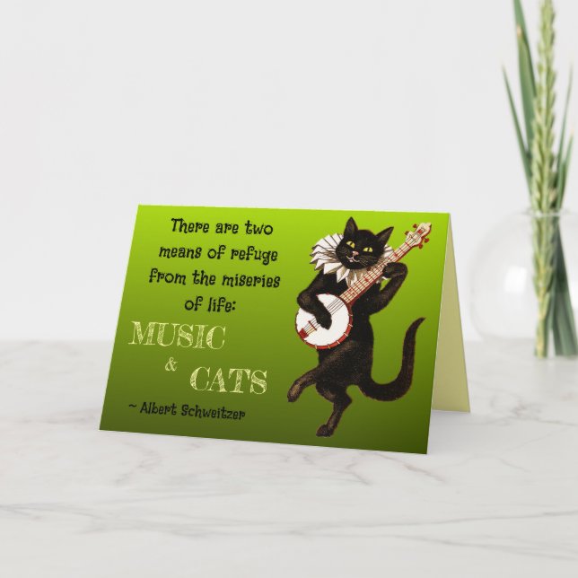 Two Means of Refuge Music Cats Schweitzer Thank You Card (Front)