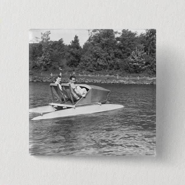 Two Men 15 Cm Square Badge (Front)