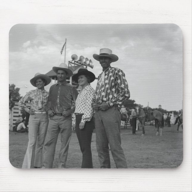 Two men and two women at a rodeo mouse mat (Front)