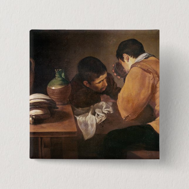 Two Men at Table, c.1620-21 15 Cm Square Badge (Front)