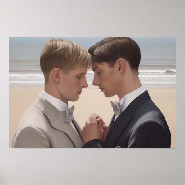 Two men at their beach wedding poster (Front)