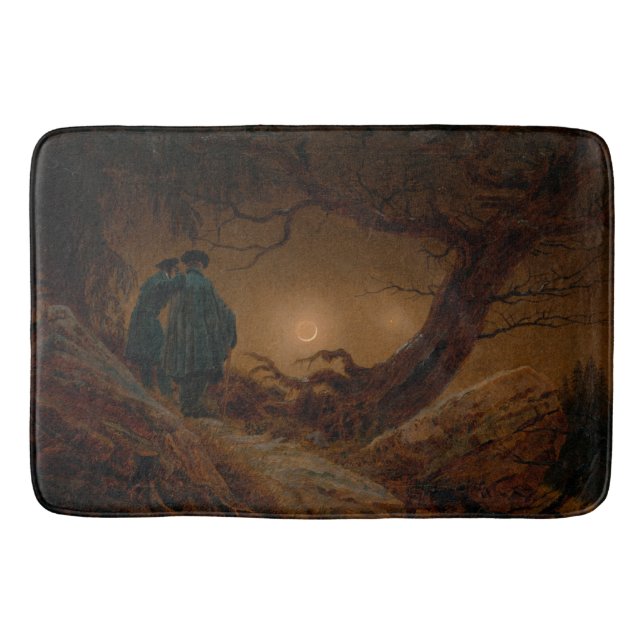 Two Men Contemplating the Moon at Night Bath Mat (Front)