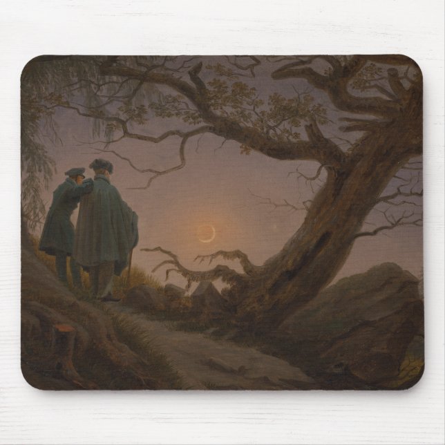 Two Men Contemplating the Moon, by Friedrich:  Mouse Mat (Front)