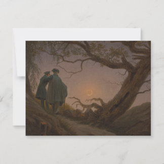 Two Men Contemplating the Moon, by Friedrich: Postcard