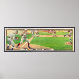 Two Men Down Vintage Panoramic Baseball Game Poster