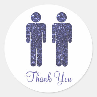 Two Men Glitter Classic Round Sticker