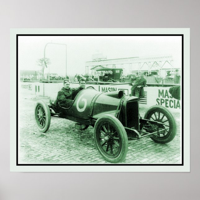 Two men in antique racing car n° 6 Indy 500 Poster (Front)