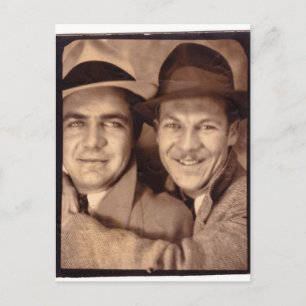 Two Men In Photo Booth 1933 Postcard