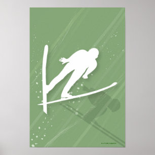 Two Men Ski Jumping Poster
