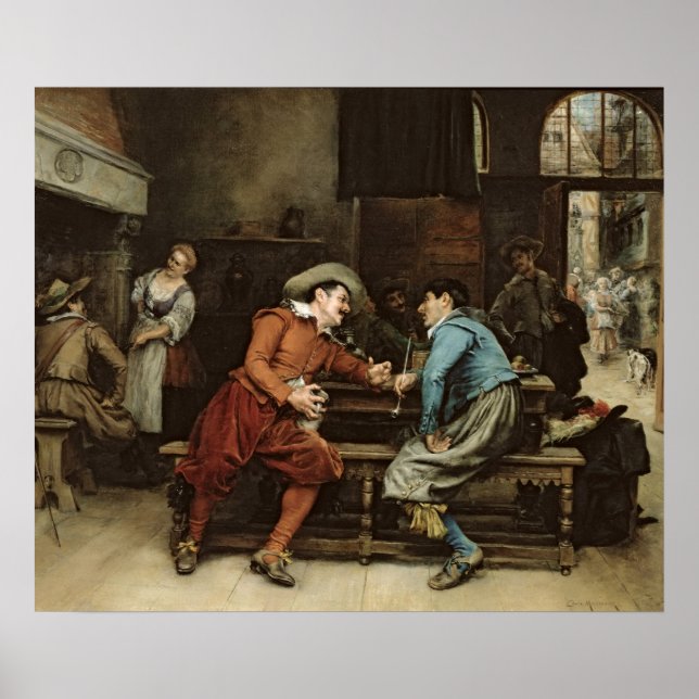 Two Men Talking in a Tavern Poster (Front)