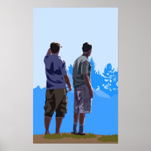 Two Men Watching Poster