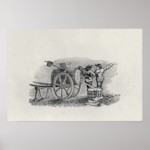 Two Men with a Barrel Cart Poster