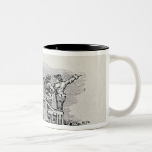 Two Men with a Barrel Cart Two-Tone Coffee Mug