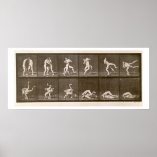 Two Men Wrestling, plate 347 from 'Animal Locomoti Poster