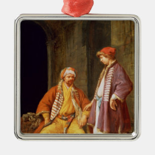 Two Merchants Conversing Metal Tree Decoration