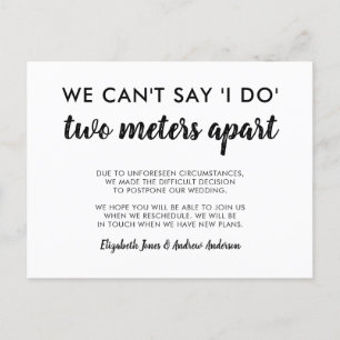 Two Metres Apart Postponed Change of Date Wedding Announcement Postcard