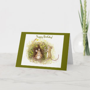 Two Mice in the Grass - Happy Birthday Card