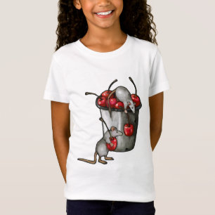 Two MICE Stealing Cherries, Bucket of Cherries Art T-Shirt