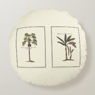 Two Miniature Framed Palm Trees Round Cushion
