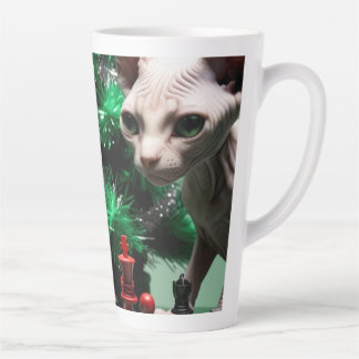 Two Minskin Kittens Playing Chess Latte Mug