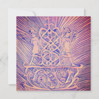 Two mirrored figures are placed back to back holiday card