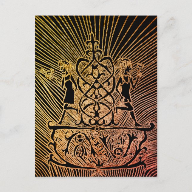Two mirrored figures are placed back to back postcard (Front)