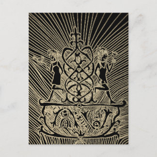 Two mirrored figures are placed back to back postcard