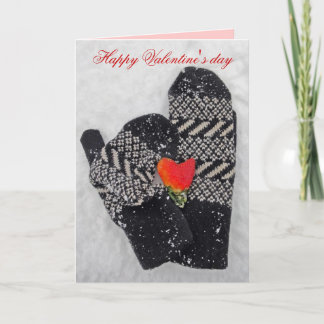 Two mittens in love Happy Valentine's day card