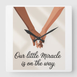 Two moms baby shower square wall clock