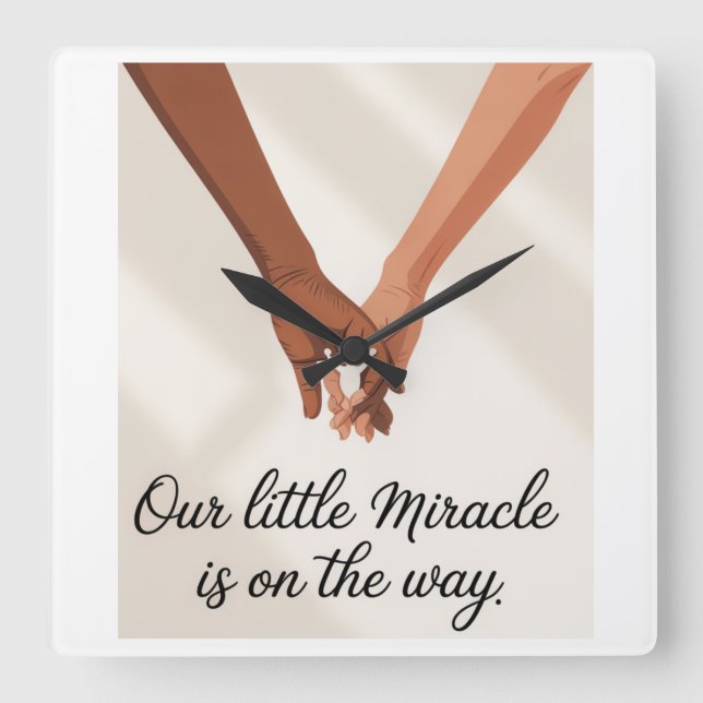 Two moms baby shower square wall clock (Front)