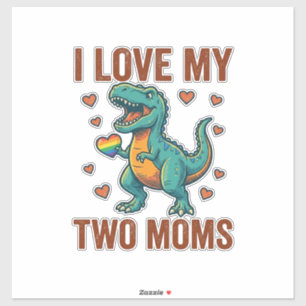 Two Moms Pride Dinosaur Vector T-Shirt Design_1