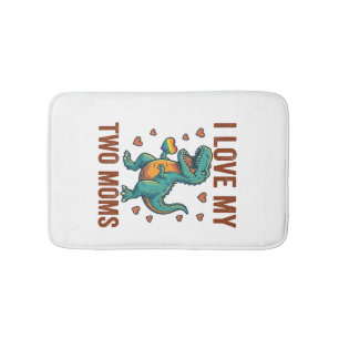Two Moms Pride Dinosaur Vector T-Shirt Design_1 Bath Mat