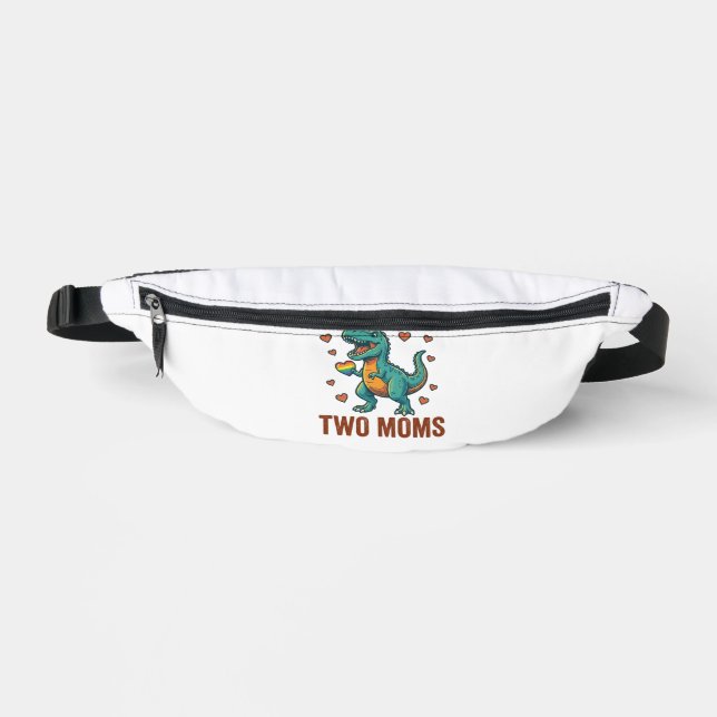 Two Moms Pride Dinosaur Vector T-Shirt Design_1 Bum Bags (Front)