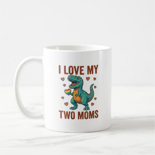 Two Moms Pride Dinosaur Vector T-Shirt Design_1 Coffee Mug