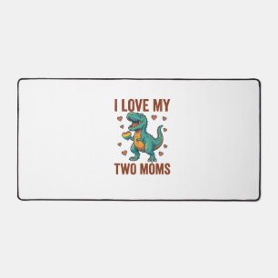 Two Moms Pride Dinosaur Vector T-Shirt Design_1 Desk Mat