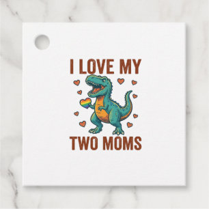 Two Moms Pride Dinosaur Vector T-Shirt Design_1 Favour Tags