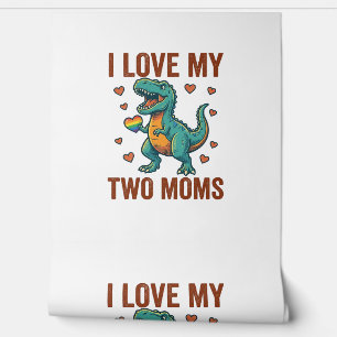 Two Moms Pride Dinosaur Vector T-Shirt Design_1 Wallpaper