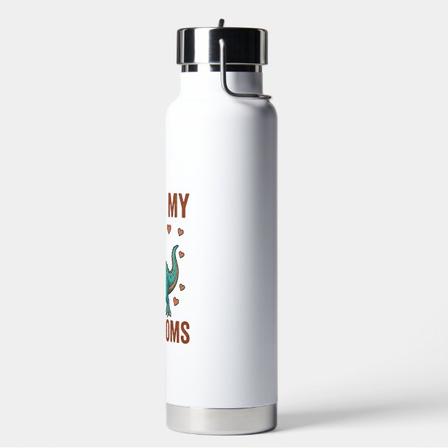 Two Moms Pride Dinosaur Vector T-Shirt Design_1 Water Bottle (Left)