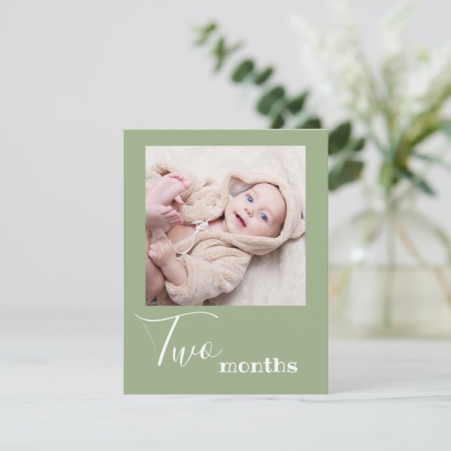 Two Month Photo First Birthday Banner Card (Standing Front)