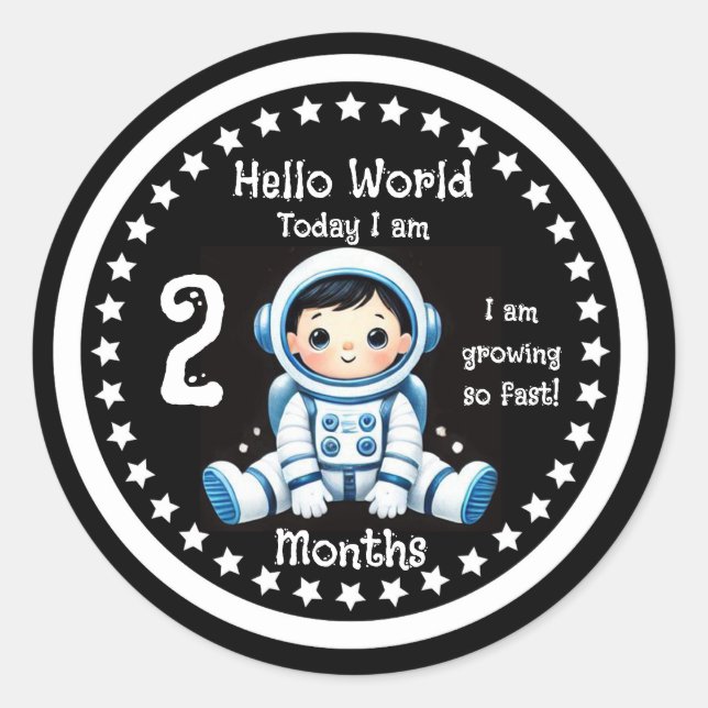 Two months baby milestone Astronaut  Classic Round Sticker (Front)