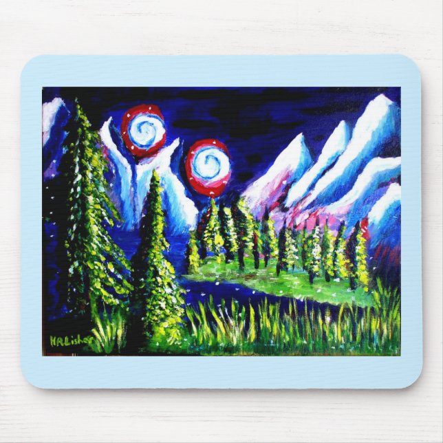 Two moons mountains Lisher art Mouse Mat (Front)
