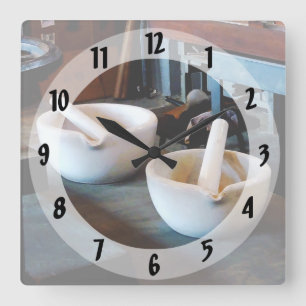Two Mortars and Pestles in Lab Square Wall Clock