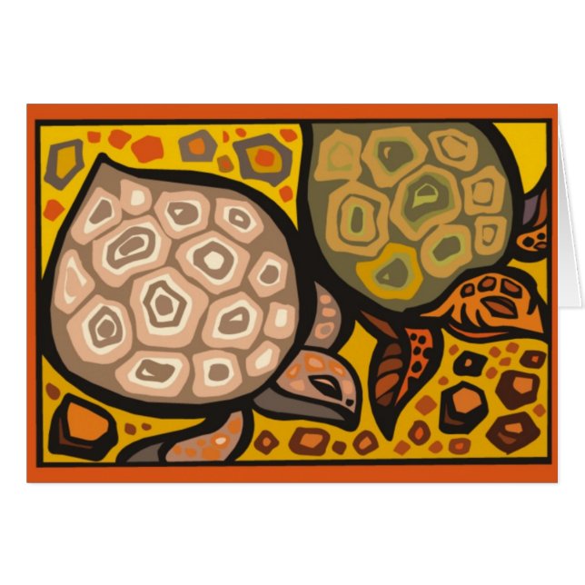 Two Mosaic Turtles Card (Front Horizontal)