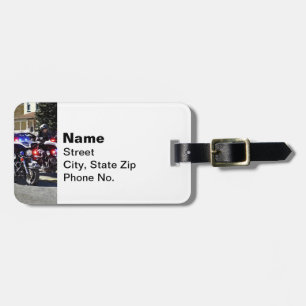 Two Motorcycle Cops With Flashing Lights Luggage Tag